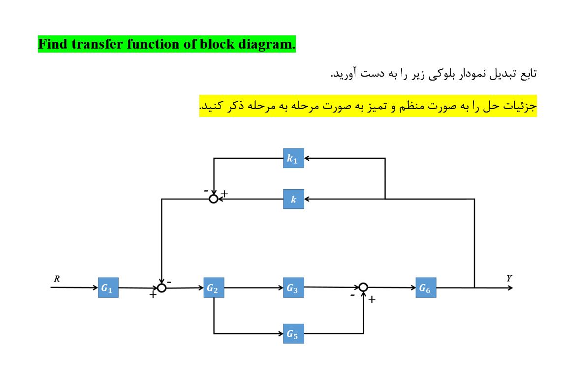 Find transfer function of block diagram